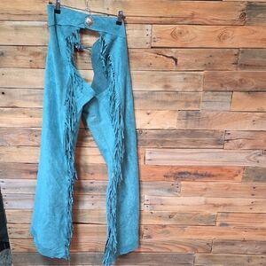 Teal Fringed Chaps